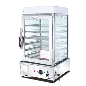 商業用ステンレス鋼6層食品蒸し器ディスプレイ電気パン蒸し器ディスプレイ