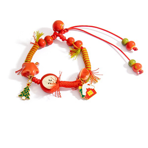 Bracelet en perles motif pomme de Noël, chaîne tressée colorée, bijoux unisexe pour usage quotidien - Product Image 5