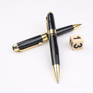 Stylo bille personnalisé de haute qualité avec logo, noir et or, pointe 1,0 mm, en métal durable - Product Image 1