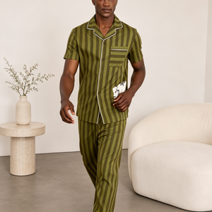 Custom Men Striped Pajamas Set Luxury Knitted <b>Pyjama</b> Set Bamboo Sleepwear Wholesale OEM ODM Pajama Manufacturers - Product Image 5