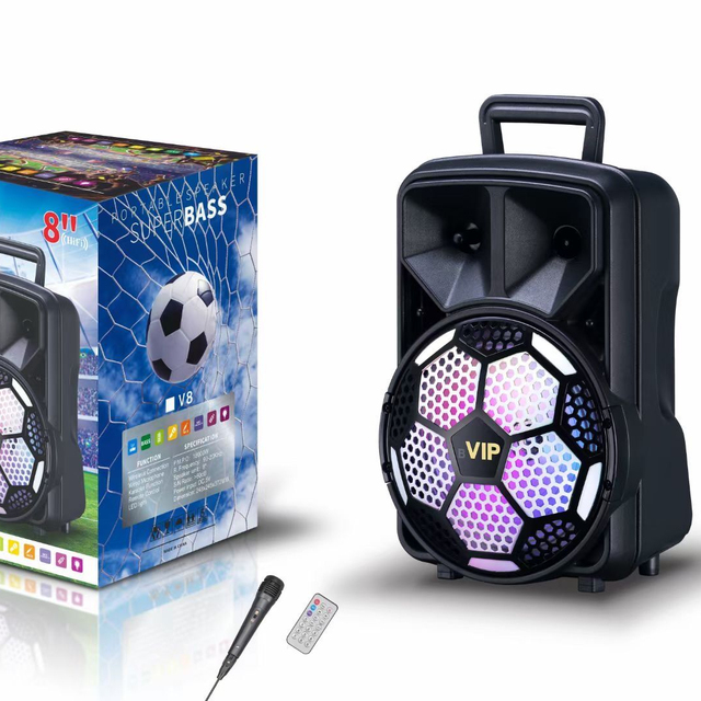 8 Inch Football Portable Blue Tooth Speaker With Woofer Outdoor Wireless Speaker FM Radio LED Lights Stereo Sound