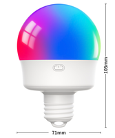Lampu LED RGB Isi Ulang E26/E27 untuk Dekorasi Dalam Ruangan, Dilengkapi Remote Control, Baterai, Pengait Plastik, Catu Daya DC, CRI 80