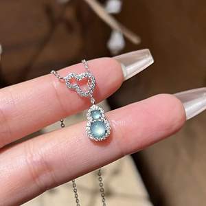 Nouveau collier pendentif en jade vert chalcedoine de style chinois pour femmes, argent pur S925, pendentifs fins, breloques - Product Image 1