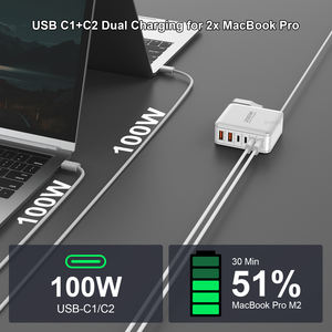 Adaptateur secteur USB-C GaN 200W 6 Ports PD 3.0 Type C Chargeur 100W Adaptateur de voyage à charge rapide pour ordinateurs portables MacBook <span class=keywords><strong>Xiaomi</strong></span> Tablette - Product Image 4