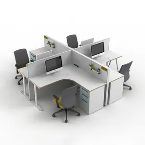 Estação de trabalho tabela de móveis de escritório privativo forma c madeira 4 pessoas estação de trabalho de escritório