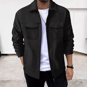 Automne hommes décontracté à manches longues jeunesse hommes Jacquard poche col rabattu veste - Product Image 4