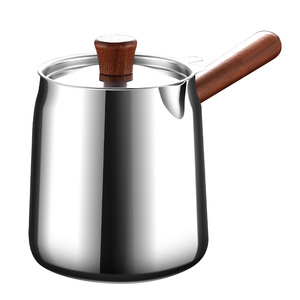 304 Stainless Steel Deep Fryer Walnut Wood Handle Outdoor Kitchen Cooking <b>Pot</b> <b>Large</b> Capacity With Frying Basket - Product Image 1