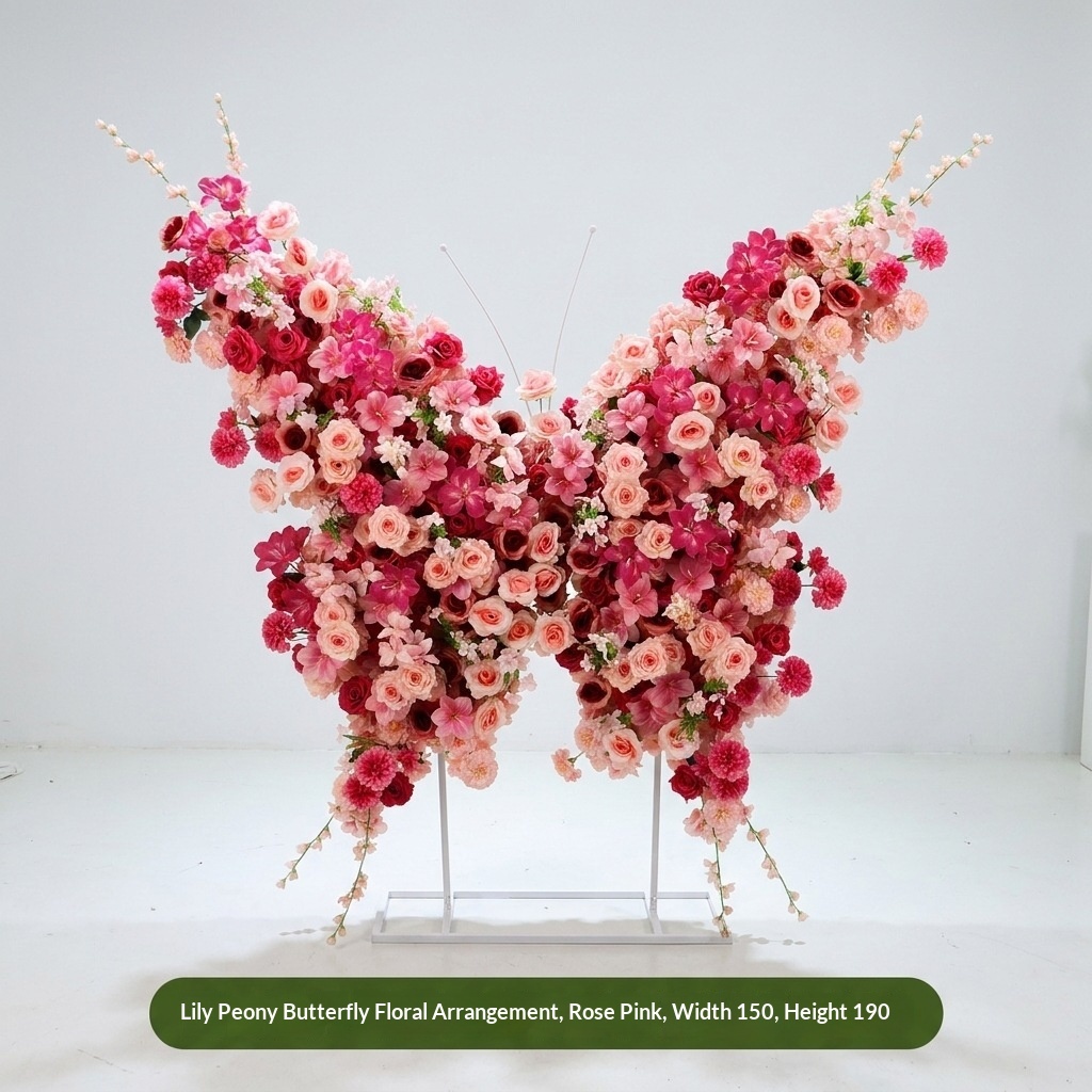 Lily Peony Butterfly Flower Rose Red Powder
