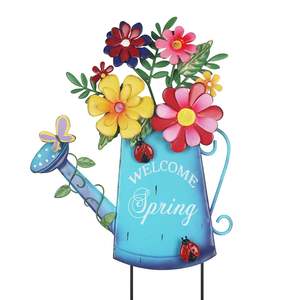 Panneaux de sol de jardin en métal très vendus pour le printemps et l'été, 38x32cm, décoration de pelouse extérieure avec thème de douche de fleurs, transfrontalier - Product Image 2