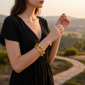 Bracelet à maillons tendance en acier inoxydable 316L plaqué or PVD, bijoux durables et résistants pour femmes - Product Image 3