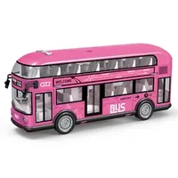 Bus à deux étages 1:14 avec musique, lumières et portes ouvrantes, véhicule jouet en métal moulé sous pression à inertie, voiture électrique en plastique pour garçons