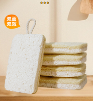 Éponge à vaisselle multi-couleurs en pulpe de bois de loofah naturelle, double face, avec boucle de suspension pour le lavage des casseroles et de la vaisselle