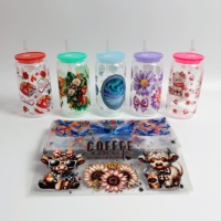Venta al por mayor de alta calidad UV para DTF Cup Wrap Transfers etiqueta personalizada con logotipo del día de Navidad para vasos precio preferencial