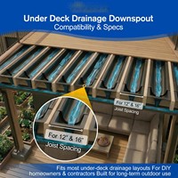 Système de drainage sous la terrasse noir, 20 pièces, gouttière d'évacuation des eaux pluviales, convient aux espaces entre poutres de 12 et 16 pouces, protection contre la pourriture des poutres, découpe facile