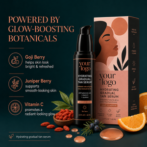 Suero bronceador gradual con vitamina E, fórmula natural OEM que brinda un bronceado radiante, inofensivo, hidrata, rellena la piel y proporciona un bronceado claro a medio. - Product Image 2