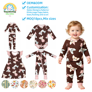 Pigiama per Bambini Personalizzato OEM 2 Pezzi 95% Fibra di Bambù 5% Spandex con Logo Stampato Personalizzato Abbigliamento da Notte in Bambù Organico - Product Image 1