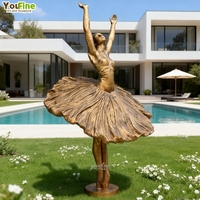 YOUFINE Décoration Extérieure Élégante Danseuse Ballerine Statue de Danseuse en Bronze Laiton Taille Réelle Sculpture