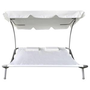 Patio Jardin Piscine 2 Personnes bain de Soleil En Plein Air avec Baldaquin et Oreiller Cadre En Acier Ensemble de Conversation Chaise longue Chaise Longue - Product Image 2