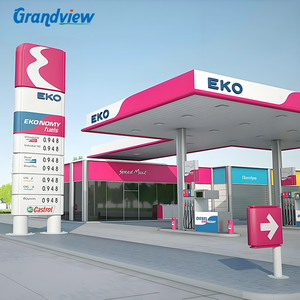 Structure de toit en membrane acier pour <span class=keywords><strong>station</strong></span>-service, personnalisable, avec enseigne pylon extérieure et décoration de corniche pour <span class=keywords><strong>station</strong></span>-service - Product Image 5