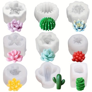 Succulent Silicone <b>Candle</b> <b>Mold</b> 3D Shape For DIY Scented <b>Candle</b> Diffuser Stone Plaster Cake Making - Product Image 4