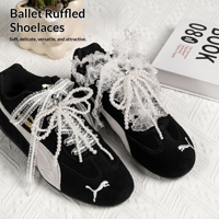 Lacets de chaussures en organza élastique Olian Fashion de 1 cm et 3 cm avec dentelle à volants, lacets de remplacement décoratifs pour baskets femme