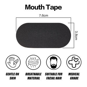 30 pièces de patchs noirs hypoallergéniques sans latex certifiés CE, <span class=keywords><strong>anti</strong></span>-ronflement, bandes respiratoires pour dormir, ruban adhésif buccal pour dormir - Product Image 2