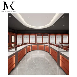 Lishi Tempered Glass Antique Jewelry Display Cabinet Led Cabinets Light Display High-End White Luxury Jewelry Showcase