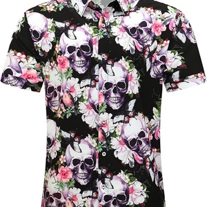 Camisa Hawaiana Slim Fit para Hombre, Estilo Vintage sin Mangas con Botones, Camisa de Playa Masculina con Estampado Floral Tropical para Fiestas de Verano, de Sarga de Secado Rápido - Product Image 5