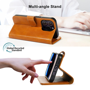 Étui de téléphone portable en cuir PU magnétique de luxe, conforme à la norme mondiale de recyclage, pour <span class=keywords><strong>iPhone</strong></span> 17 16 15 Pro Max, personnalisable - Product Image 5