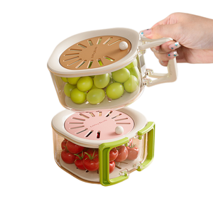 Passoire à fruits pliable 2-en-1 écologique avec poignée, motif fraise mignon, en PP+PET pour le lavage – Vente en gros - Product Image 1