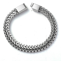 Bracelet Chaîne en Acier Inoxydable pour Homme Fermoir Magnétique Étanche Chaîne Franco et Chaîne Boîte Bracelets Double Couche Vente en Gros