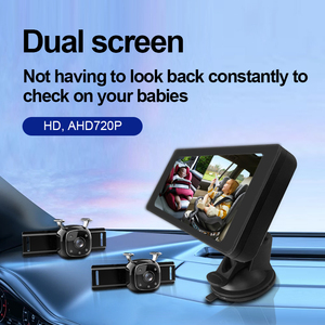 <b>Plug</b> and Play 6.86 Inch Split Screen Display IR Night Vision 720P Dual Channel Baby for Rear Facing Back Seat YB-406C - Product Image 4