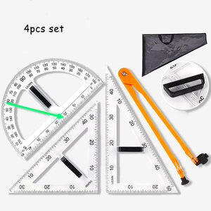 Set Didattico <span class=keywords><strong>di</strong></span> <span class=keywords><strong>Matematica</strong></span> in Plastica MS, Trasparente, con Righello Magnetico Triangolare da 40cm, Goniometro e Righello Dritto - Product Image 6