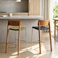 Tabouret de bar commercial de style mi-siècle, tabouret de comptoir de luxe pour bar à domicile, avec dossier en fer forgé, style Bauhaus, tabouret haut