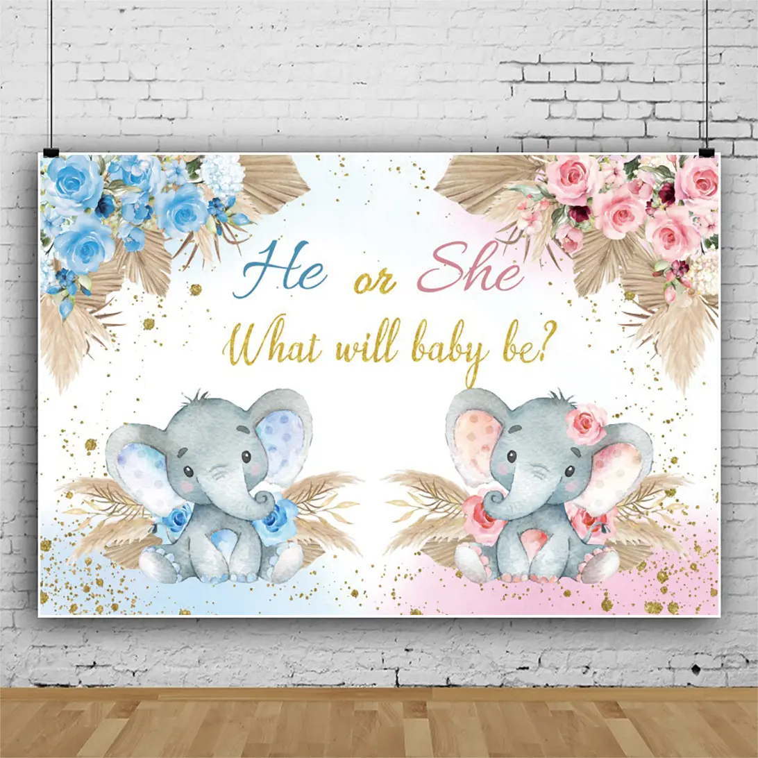 Gender Reveal Party Supplies Gender Reveal Background Boy or Girl Backdrop Blue Pink Gender Party Reveal Banner What Will Baby
