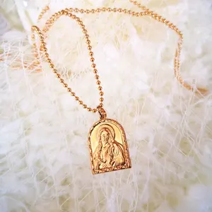 1,9*2,7 см Священное Сердце Кулон с покрытыем цвета чистого 24 каратного золота католических ювелирных изделий