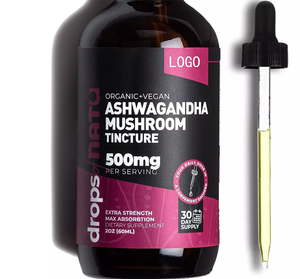 Etiqueta Privada ODM-Suplemento orgánico para el cerebro para hombre, 60ML, 500mg, <span class=keywords><strong>Ashwagandha</strong></span>, <span class=keywords><strong>tintura</strong></span> <span class=keywords><strong>de</strong></span> seta, soporte para la esterilización - Product Image 1