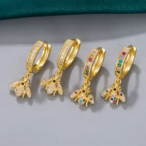 aretes de oro la minado mujer lamado de alta calidad回收婴儿小号18k 14k黄金褶皱耳环