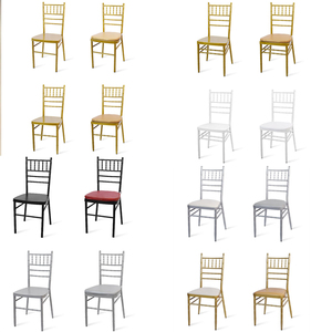 Chaises de banquet pour événements, mariages, dîners, fêtes en plein air, chaises en fer blanc doré - Product Image 2