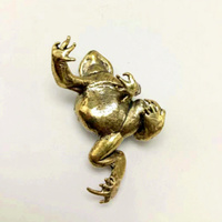 Figurine de crapaud doré en laiton faite à la main, statue de grenouille en cuivre antique, ornement de crapaud porte-bonheur chinois, décoration de plateau à thé, de table ou de bureau