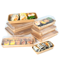 Boîte d'emballage alimentaire jetable pour pâtisserie, dessert, tiramisu, gâteau, sushi à emporter, traiteur, boîte en papier kraft avec plastique transparent