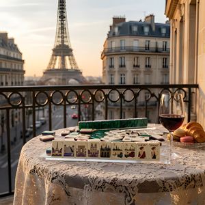 Nouvel ensemble de Mahjong américain de luxe créatif 2026 en stock, 160 tuiles, design <span class=keywords><strong>Tour</strong></span> <span class=keywords><strong>Eiffel</strong></span> et Arc de Triomphe, portable - Product Image 3