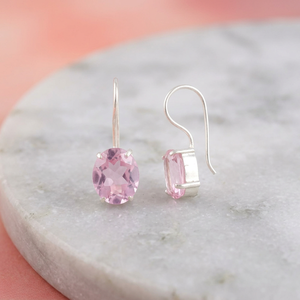 Magnifiques boucles d'oreilles en pierre de morganite rose, création de designer, en argent sterling 925, bijoux pour femmes et filles - Product Image 3