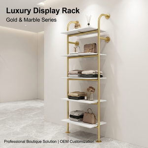 Porte-vêtements mural en métal doré de luxe léger, idéal pour les boutiques de vêtements - Product Image 4