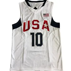 Factory direct selling men's basketball jersey, dream eight team size 10 white basketball jersey, fashionable men's jersey