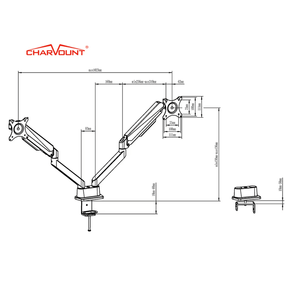 Charmount khí mùa xuân đôi màn hình Arms LCD máy tính để bàn núi đứng kép LCD LED Monitor bàn núi đứng Vesa 100x100 - Product Image 3