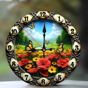 Round Wooden Wall <b>Clock</b> 25Cm Handcrafted Wood Grain Silent Non Ticking Home Decor Art <b>Clock</b> - Product Image 2