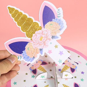 Support à gâteaux en papier rose, fournitures de fête d'<span class=keywords><strong>anniversaire</strong></span> <span class=keywords><strong>licorne</strong></span> pour enfants, 3 niveaux, support à Cupcake pour décoration, réception, cadeaux pour bébé - Product Image 2