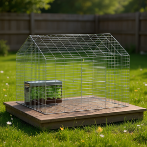 Jaula para conejos de acero galvanizado plateado de 400 x 78 x 78 cm para mascotas - Product Image 2