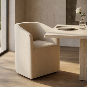 Chaises de salle à manger en tissu minimalistes, chaises d'appoint rembourrées confortables pour projets hôteliers de boutiques, mobilier de salon - Product Image 1